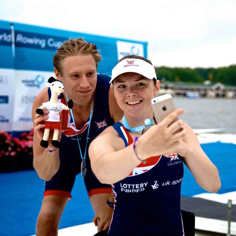 Lauren Rowles and Laurence Whiteley in PR2 rowing for Great Britain