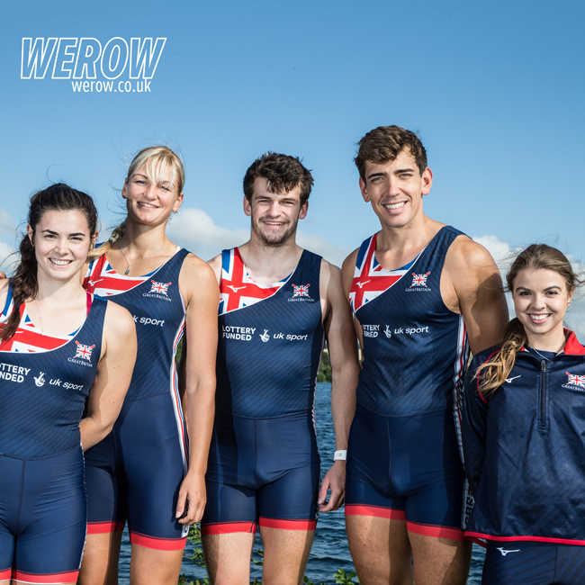 Anna Corderoy, Olly Stanhope, Grace Clough, Gierdre Rakauskaite and James Fox represent Great Britain in the PR3 mixed four