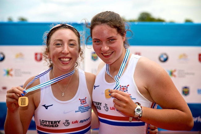 Zoe Adamson and Holly Dunford with their Junior Rowing World Championship medals 2017