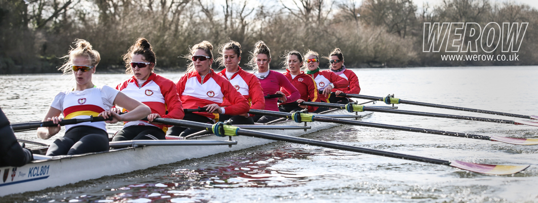 One of the women's eights rowing at Tideway Scullers School in London