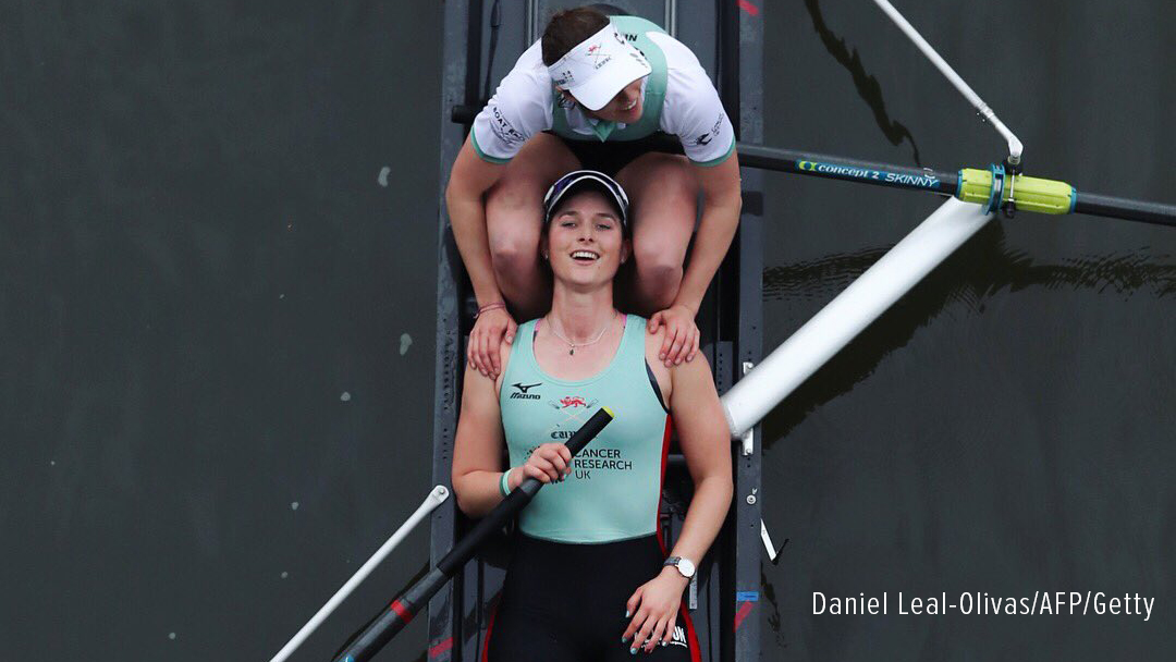 Thea Zabell of CUWBC at the end of the Boat Race