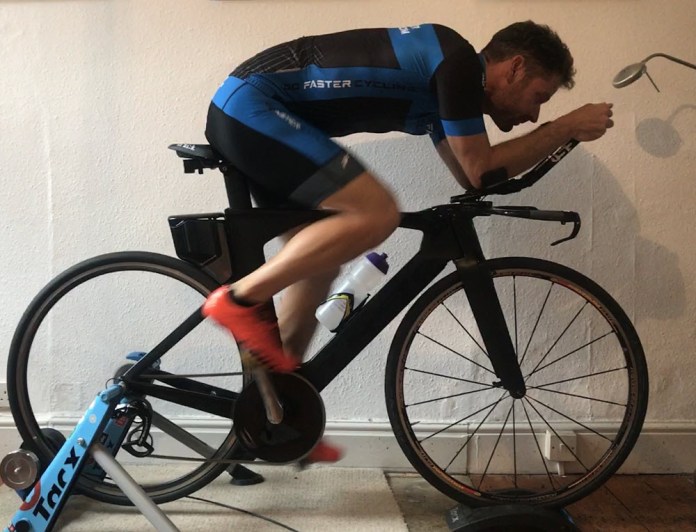 Chris Bartley on his turbo trainer at home