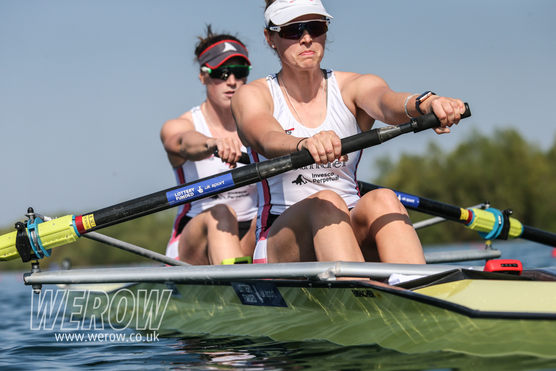 Holly Norton and Karen Bennett on the start at GB Rowing Trials
