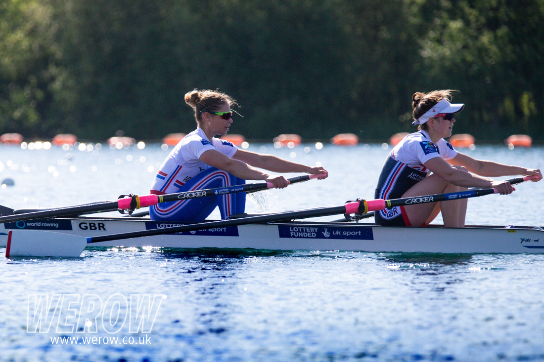 GB Team rowers Maddie Arlett and Emily Craig in the double scull at Caversham